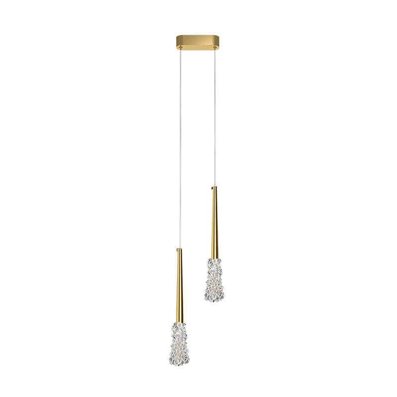 Modern Copper Clear Glass Tapered 1/2 Light Pendant Light