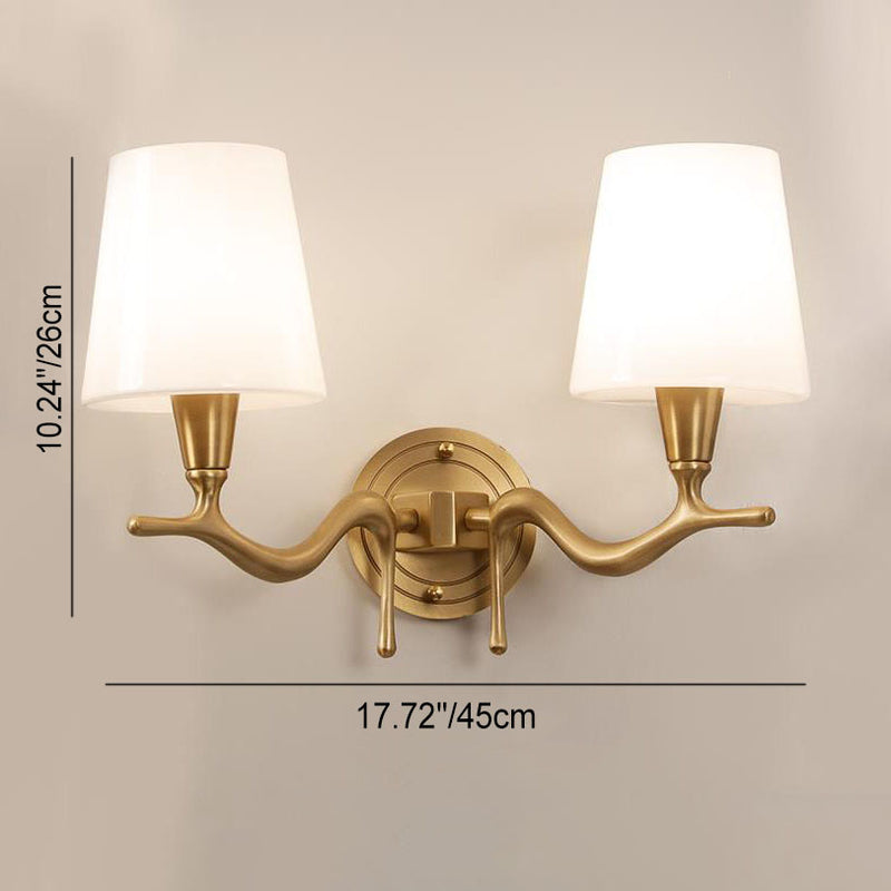 European Luxury Brass Swan Neck Glass 1/2 Light Wall Sconce Lamp