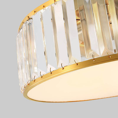 Modern Brass Crystal Round 3/4 Light Flush Mount Ceiling Light