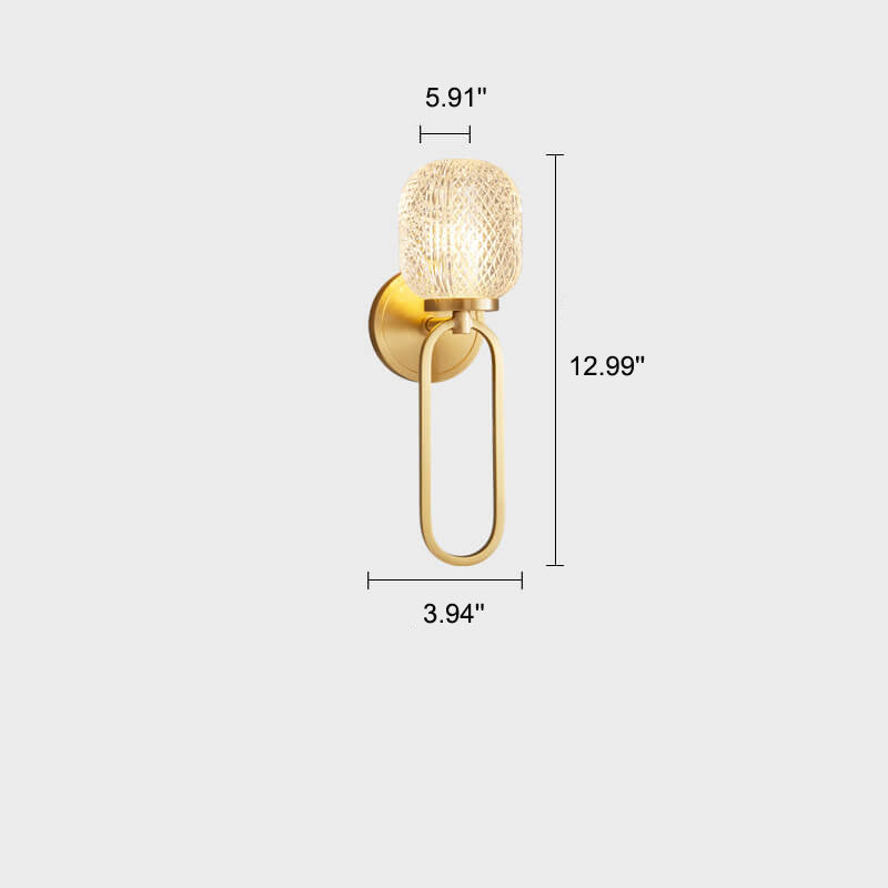 Modern Luxury Crystal Brass Hanging Ring 1-Light Wall Sconce Lamp