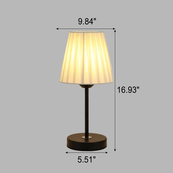 Modern Black White Pleated Metal Fabric 1-Light Table Lamp