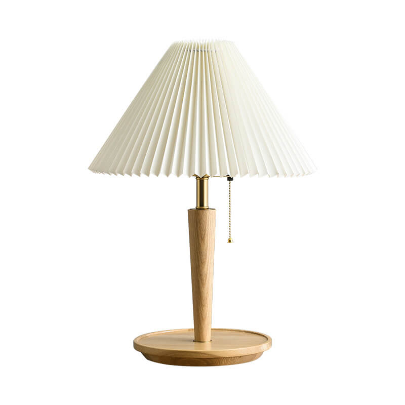 Retro Pleated Pull Cord Switch 1-Light Table Lamp