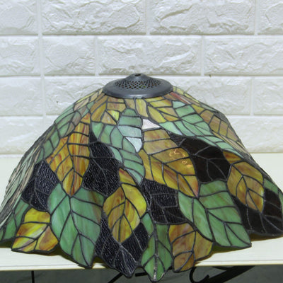 Vintage Tiffany Leaf Stained Glass 2-Light Table Lamp