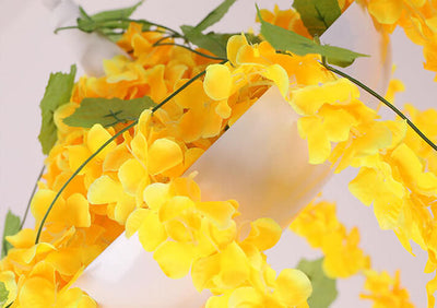 Lampe suspendue rétro à 1 lumière avec plantes de simulation de fleurs jaunes 