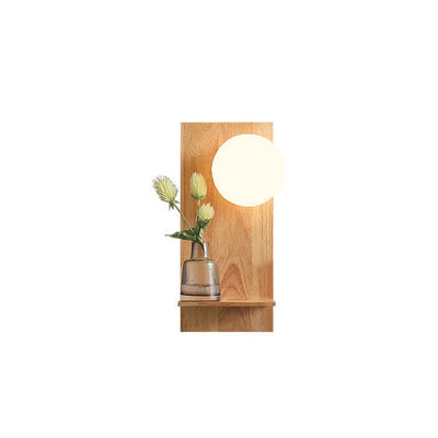 Nordic Solid Wood Glass Globe 1-Light  Wall Sconce Lamp