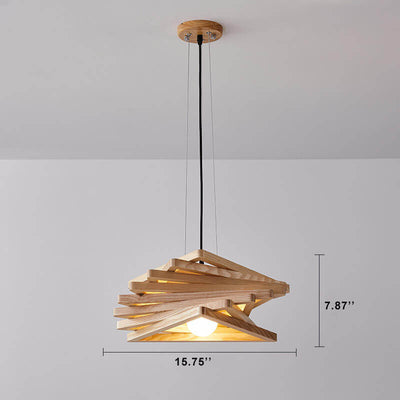 Nordic Ash Wood Geometric 1-Light Pendant Light