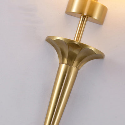 Luxury Fabric Shade Brass Base 1-Light Wall Sconce Lamp