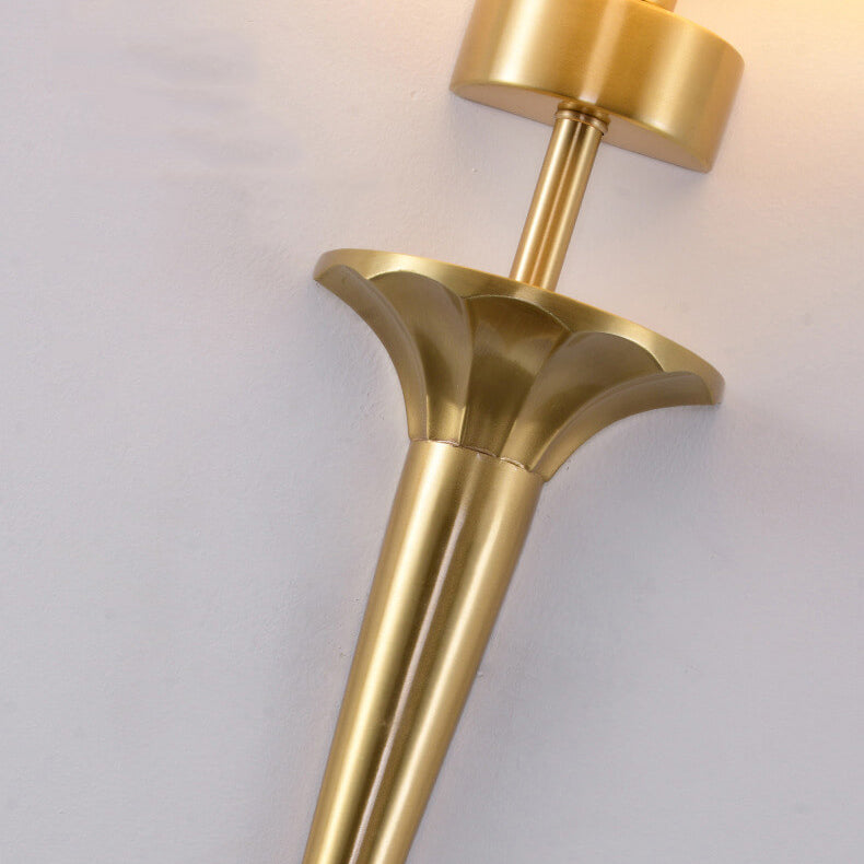 Luxury Fabric Shade Brass Base 1-Light Wall Sconce Lamp