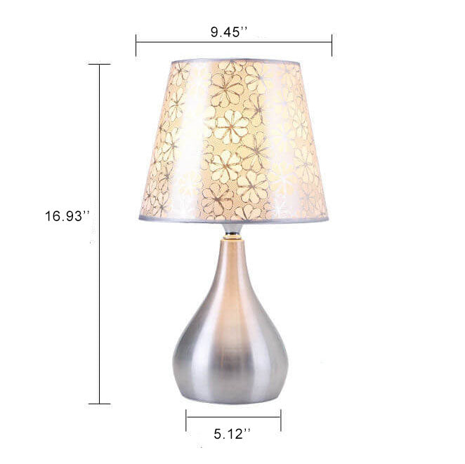 Einfache Stoff-Lampenschirm-Silberbasis-1-Licht-Tischlampe 
