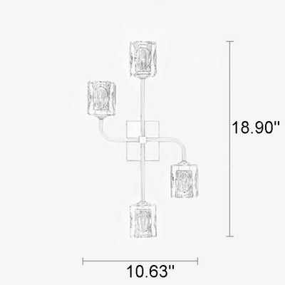 Moderne Luxus-Kristallwindradform Messing 4-Licht-Wandleuchte 