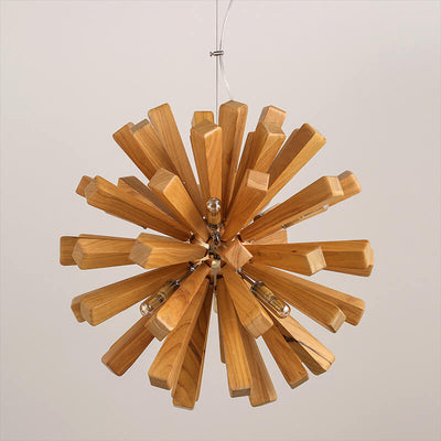 Creative Dandelion Sphere Wooden 10-Light LED Kronleuchter 