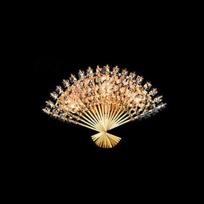 Modern Luxury Crystal Fan Shape 3-Light Wall Sconce Lamp