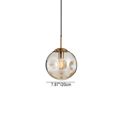 Contemporary Scandinavian Irregular Orb Hardware Glass 1-Light Pendant Light For Living Room