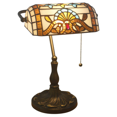 Vintage Stained  Glass 1-Light Zipper Switch Table Lamp