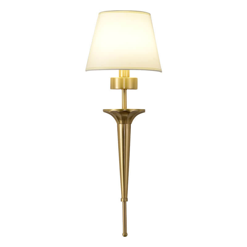 Luxury Fabric Shade Brass Base 1-Light Wall Sconce Lamp