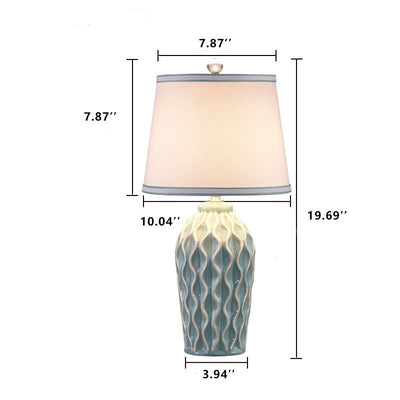 Lampe de table moderne à 1 lumière en céramique craquelée en tissu simple 