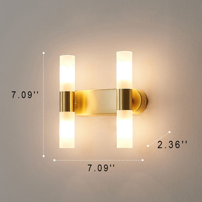 Moderne Luxus-Säulen-Acryl-Messing-1/2/4-Licht-LED-Wandleuchte 