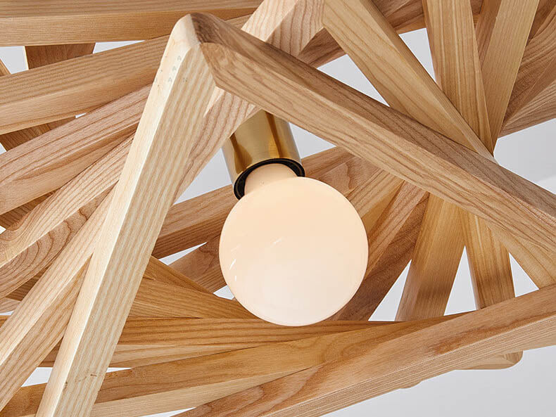 Nordic Ash Wood Geometric 1-Light Pendant Light