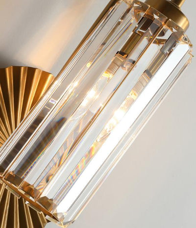 Modern Luxury Crystal Column Round Base 1-Light Wall Sconce Lamp