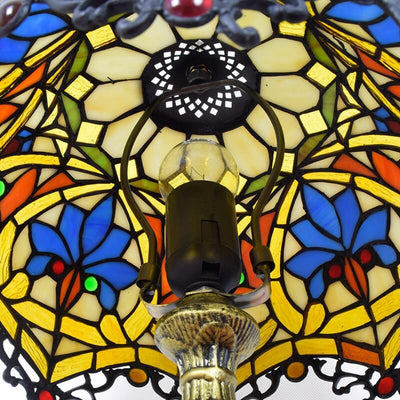 Tiffany Stained Glass European Flower 1-Light Table Lamp