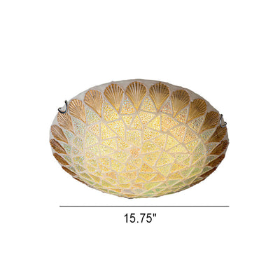 Nordic Vintage Light Luxury Tiffany Shell Glass 1-Light Flush Mount Lighting