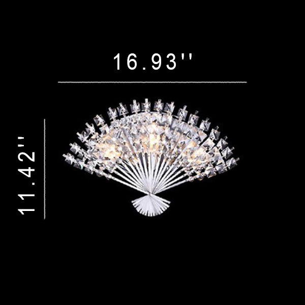 Modern Luxury Crystal Fan Shape 3-Light Wall Sconce Lamp