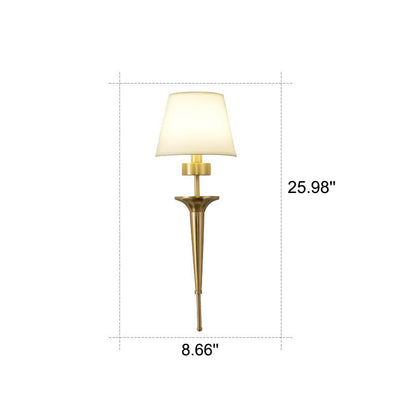 Luxury Fabric Shade Brass Base 1-Light Wall Sconce Lamp