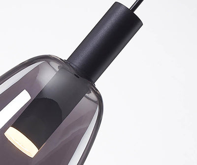 Luminaire suspendu minimaliste à DEL à 1 ampoule en verre transparent 