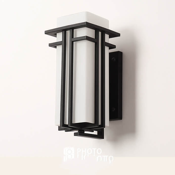 Modern Glass Square Iron 1-Light Waterproof Outdoor Wall Sconce Lamp