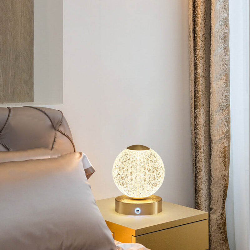 Modern Luxury Brass Acrylic Round Ball LED Table Lamp