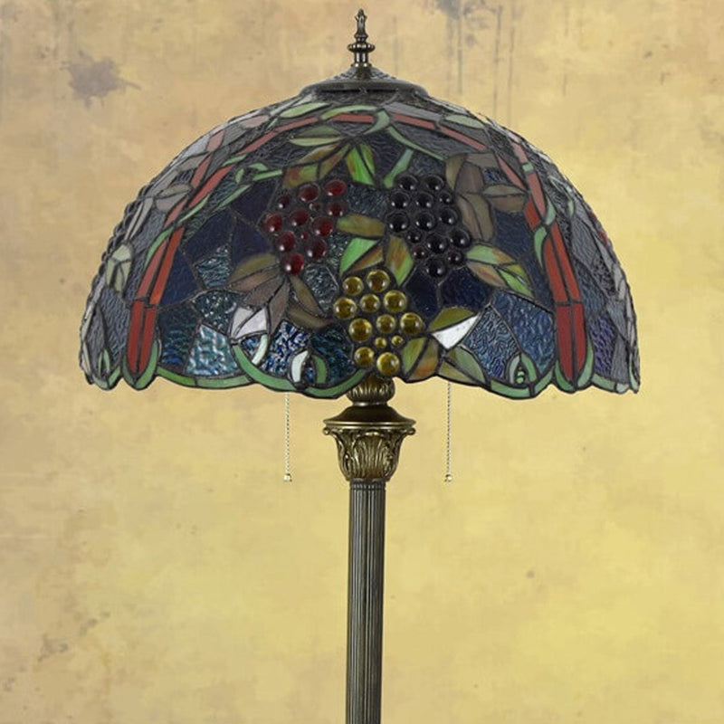 Tiffany European Creative Stained Glass Grape Pattern Design 2-Light Standing Floor Lamp