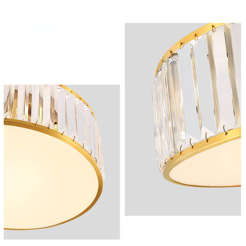 Modern Brass Crystal Round 3/4 Light Flush Mount Ceiling Light