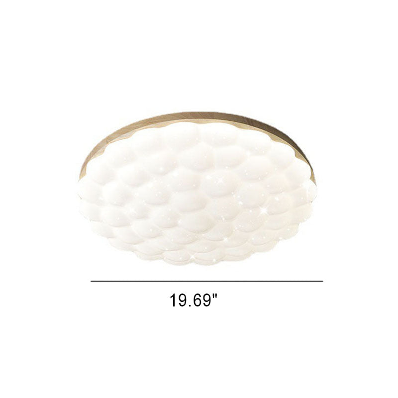 Modern Creative Rubberwood Round LED Flush Mount Lighting