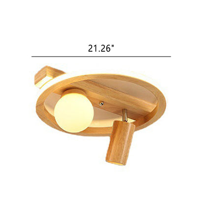 Nordic Simple Wooden Round LED Flush Mount Light