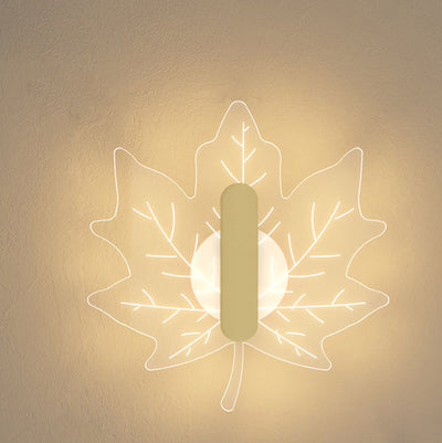 Modern Art Deco Acrylic Maple Leaf Shape LED Creative Wall Sconce Lamp