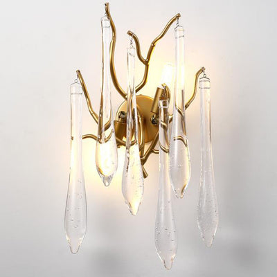 Modern Colorful Crystal Strip Branch 2-Light Wall Sconce Lamp