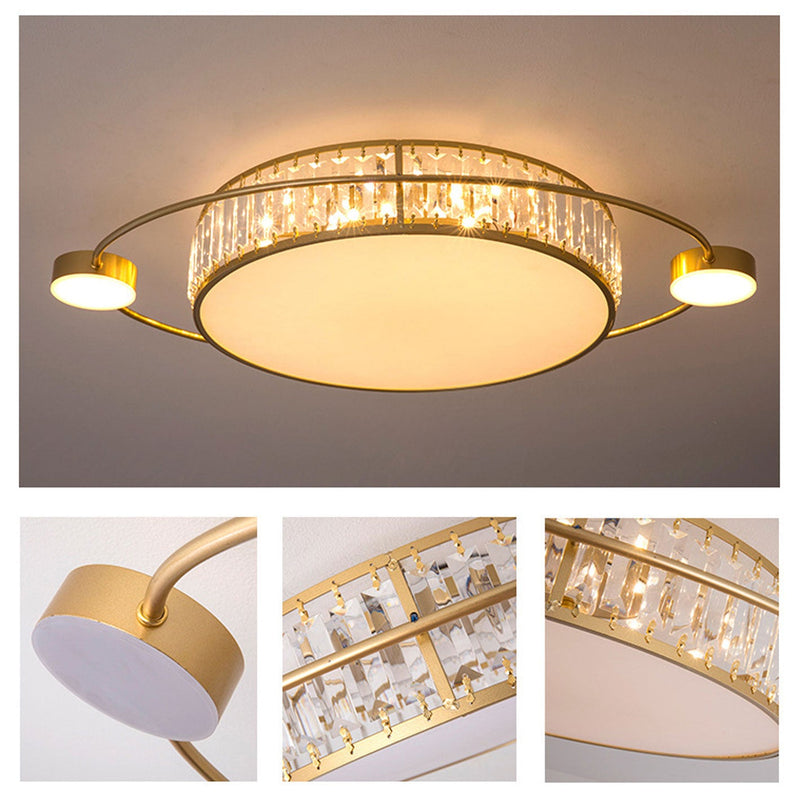 Nordic Luxury Crystal Round Ring Satellite LED Flush Mount Ceiling Light