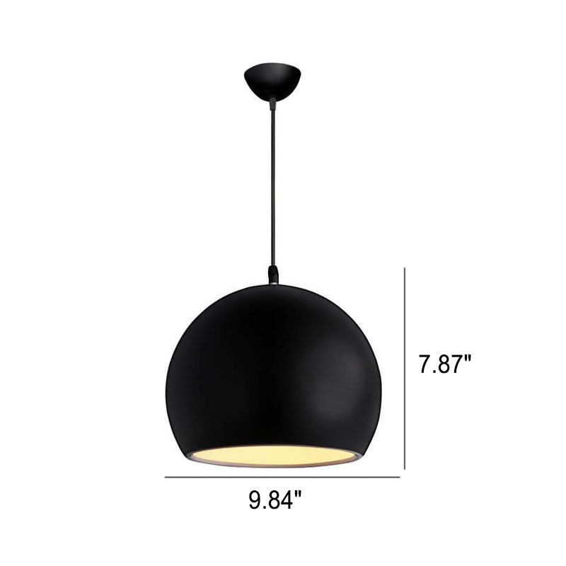 Lampe suspendue moderne à 1 lumière à tête ronde en fer de couleur unie 