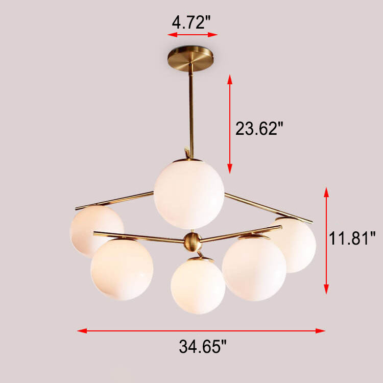 Nordic Minimalist Branch Magic Bean Glass Round Ball 3/6/9 Light Chandelier