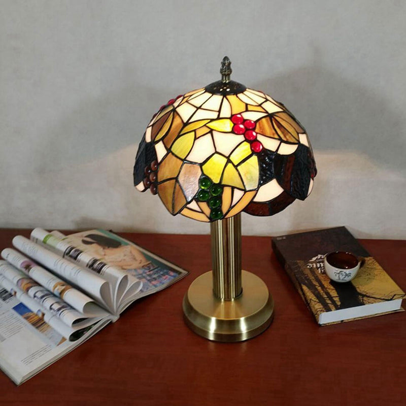 Lampe de table à 1 lumière en verre teinté Tiffany vintage européen 