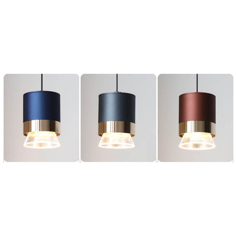 Nordic Light Luxury Cylindrical Aluminum Acrylic LED Pendant Light