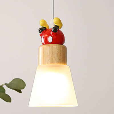 Lampe suspendue moderne et créative à 1 lumière en résine de bois pour enfants 