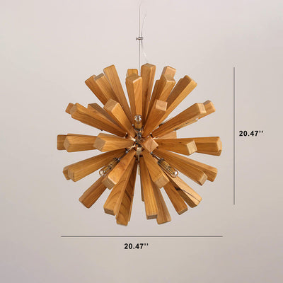 Creative Dandelion Sphere Wooden 10-Light LED Kronleuchter 