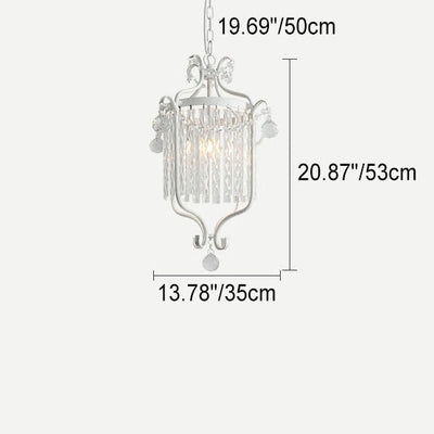 European Light Luxury Crystal Strip Cage Iron 1-Light Pendant Light