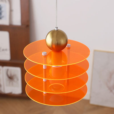 Contemporary Nordic Colorful Acrylic Flying Saucer 1-Light Pendant Light For Bedroom