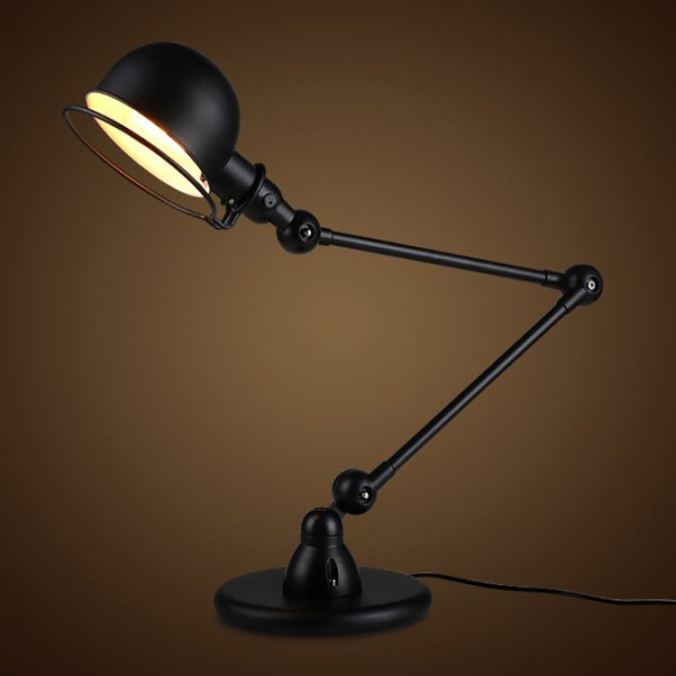 Lampe de table mécanique à bras long en fer industriel vintage à 1 lumière 
