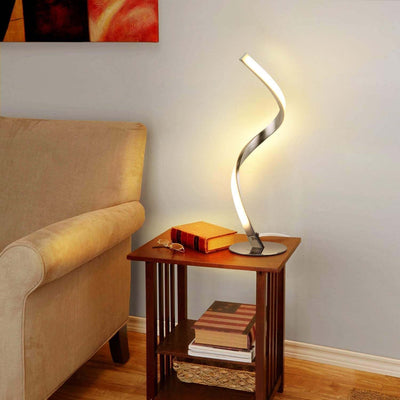 Modern Minimalist Aluminum Spiral Strip LED Table Lamp For Home Office