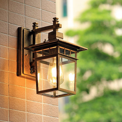 Retro Industrial Square Cage Outdoor Waterproof Wall Sconce Lamp