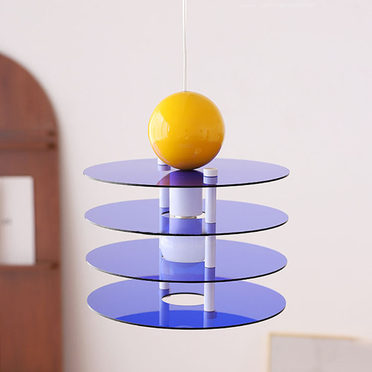 Contemporary Nordic Colorful Acrylic Flying Saucer 1-Light Pendant Light For Bedroom