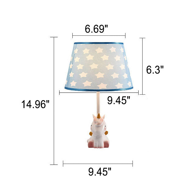Lampe de table à 1 lumière pour enfants en tissu de résine à motif de dessin animé amusant nordique 